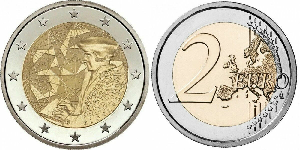 Словакия 2 евро, 2022 35 лет программе Эразмус aUNC