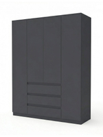 Шкаф 160х50х220, Марм, для одежды распашной 4 двери 3 ящика со штангой и полками, графит, Dipriz