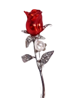 Брошь "Роза с жемчужиной"