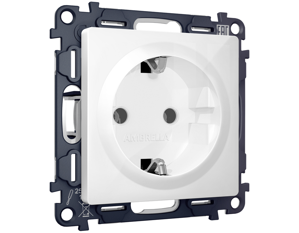 MA106010 Комплект механизма электрической розетки ALFA Белый глянец с/з на винтовых зажимах QUANT (AP1060, VM141)