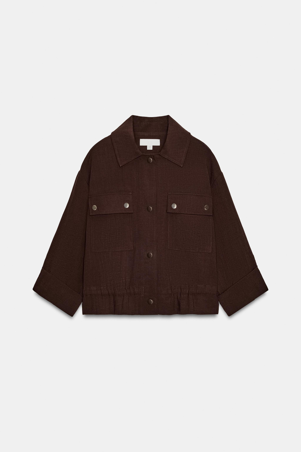 ZARA КОРОТКАЯ КУРТКА С ПОДВЕРНУТЫМИ РУКАВАМИ, КОРИЧНЕВЫЙ