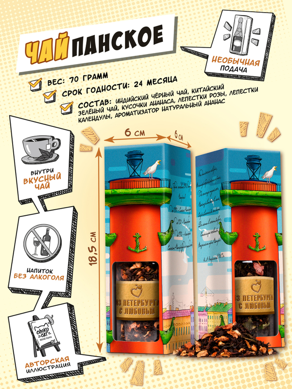 Чайпанское, ИЗ ПЕТЕРБУРГА С ЛЮБОВЬЮ, чай, 70 гр., TM Chokocat
