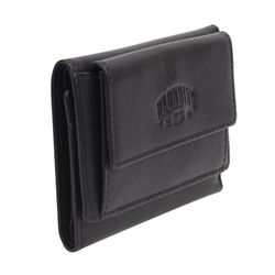 Качественный мужской мини-кошелёк в три сложения 10,5 х 2 х 7,5 см чёрный из натуральной кожи KLONDIKE Claim KD1108-01