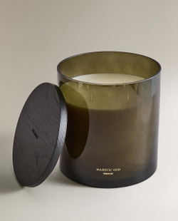 Zara Home Свеча ароматическая Majestic Oud 2000 г, растительный воск, аромат восточный древесный, Коричневый