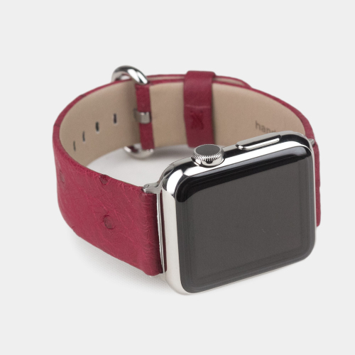 Ремешок для Apple Watch 44/45/46 mm из кожи страуса, цвета фуксии