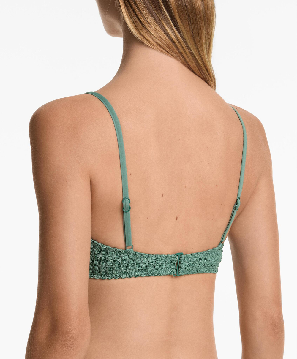 OYSHO Вязаный треугольный топ для бикини, зеленый