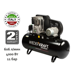 WDK-92060 Компрессор поршневой с ременным приводом 606 л/мин, 4 КВт, 380 В, ресивер 200 л