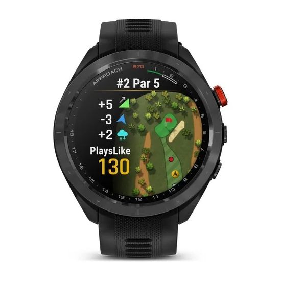 Умные часы Garmin Approach S70 (47 мм) Черный керамический безель с черным силиконовым ремешком