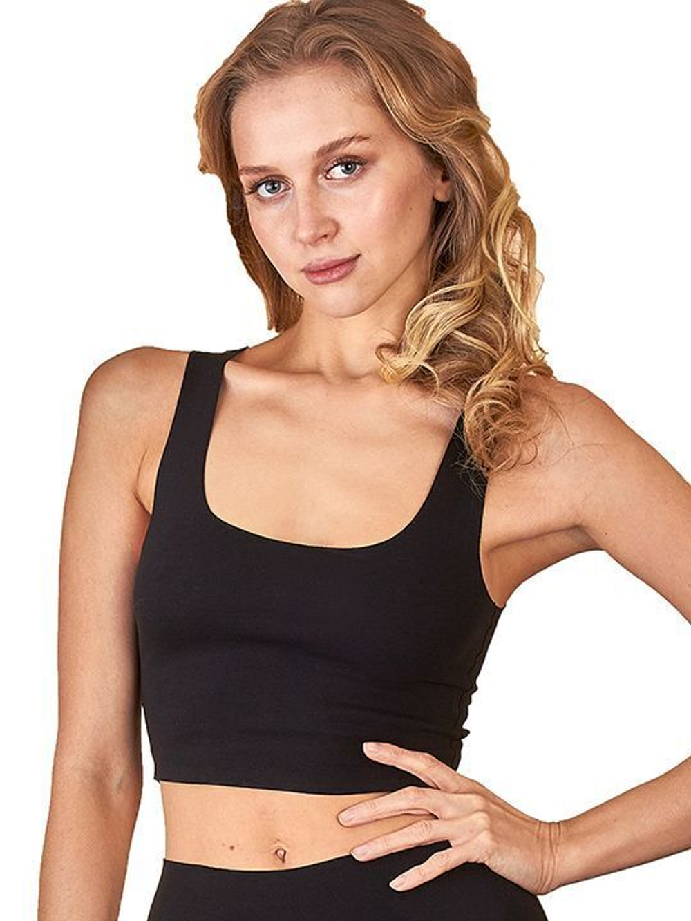 Женский укороченный бесшовный топ (Размер: M) (Цвет: молочный)