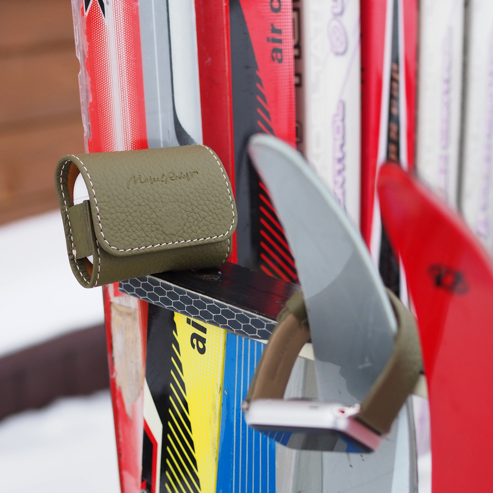 Чехол для наушников AirPods Pro 2,3 из кожи теленка, зеленого цвета