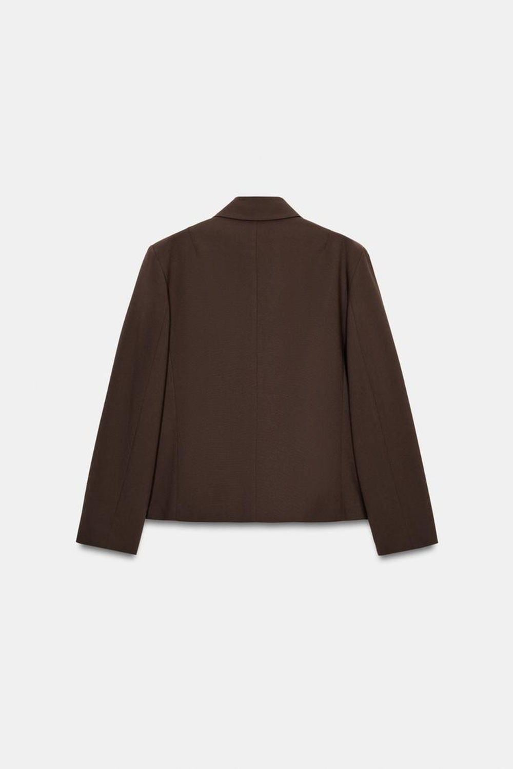 ZARA ДВУБОРТНЫЙ БЛЕЙЗЕР С ВОРОТНИКОМ С ЛАЦКАНАМИ, КОРИЧНЕВЫЙ