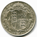 1/2 кроны 1921 Англия (Георг V) VF-XF серебро