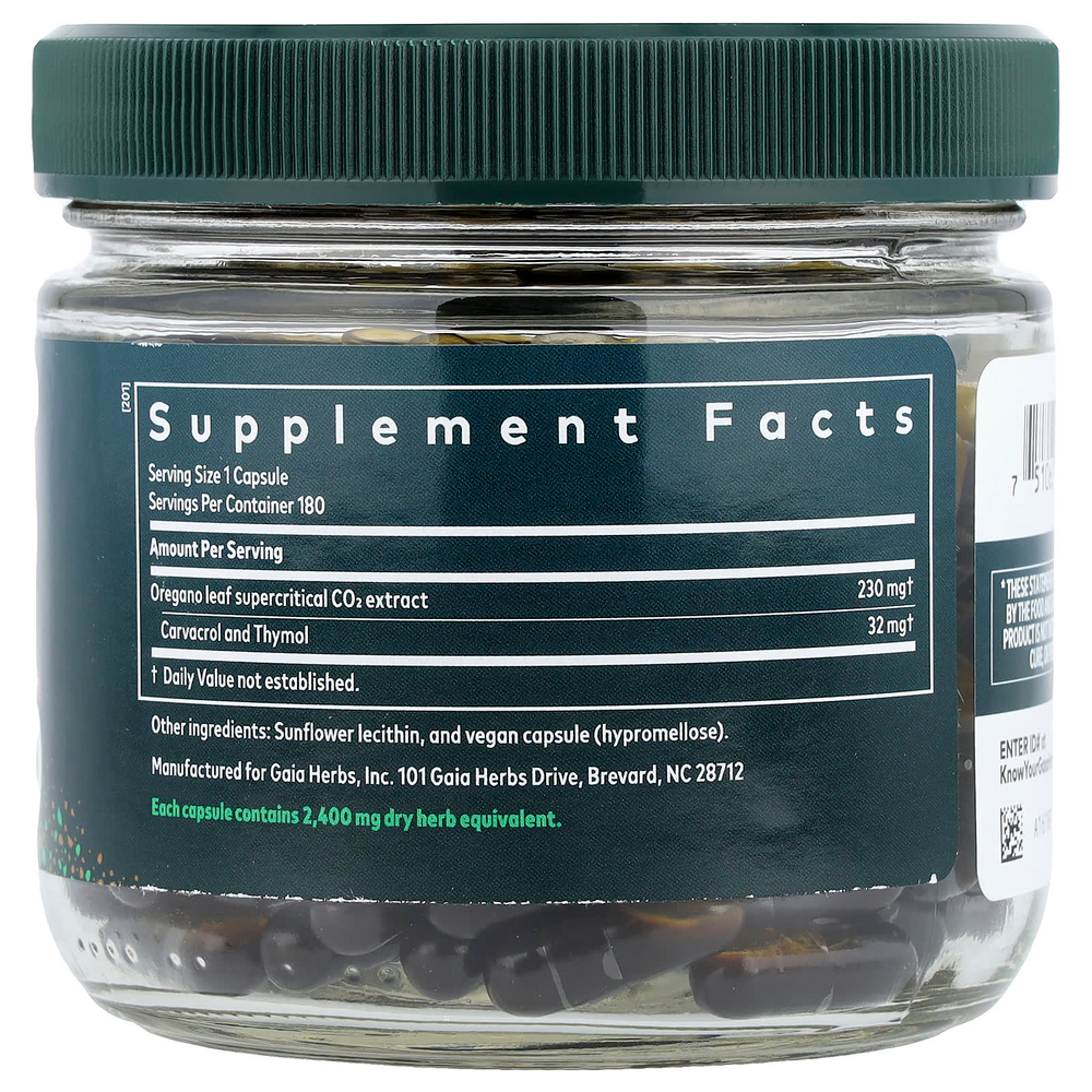 Gaia Herbs, масло орегано, 180 капсул Phyto-Caps®