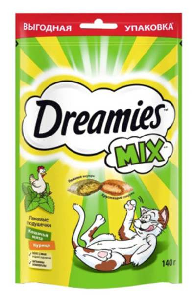 Dreamies лакомые подушечки курица мята 140г