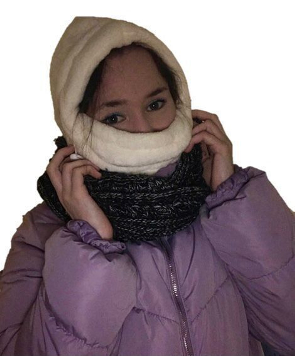 Женская шлем- балаклава велсофт "PRIVAL" цвет слоновой кости