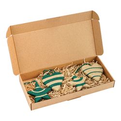 Набор елочных украшений Trendy stripes из джута и гофрированного картона из коллекции New Year Essential, 4 шт.