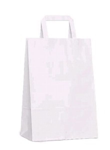 Крафт пакеты с плоскими ручками 33х22х9см 80гр/м белые (1/250шт)