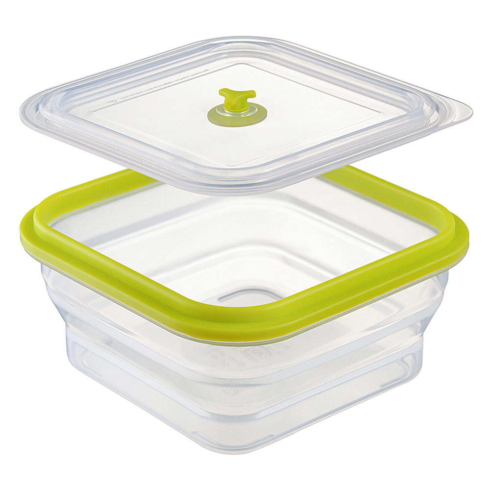 Контейнер для переноски и хранения силиконовый квадратный складной silikobox, 900 мл, зеленый