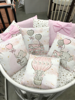 Комплект в кроватку 18 предметов "Слоник розовый", сатин