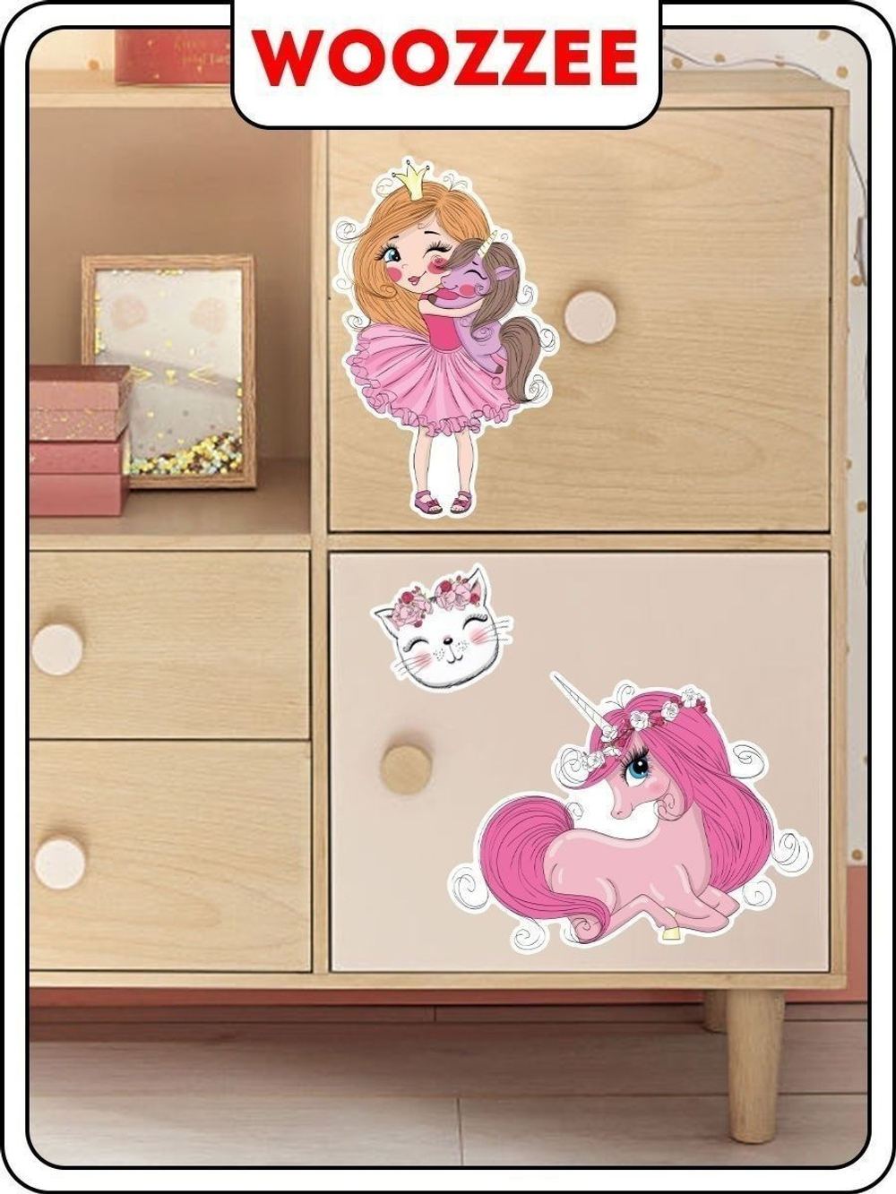 Наклейка декоративная А3 "Принцессы и единорожки"