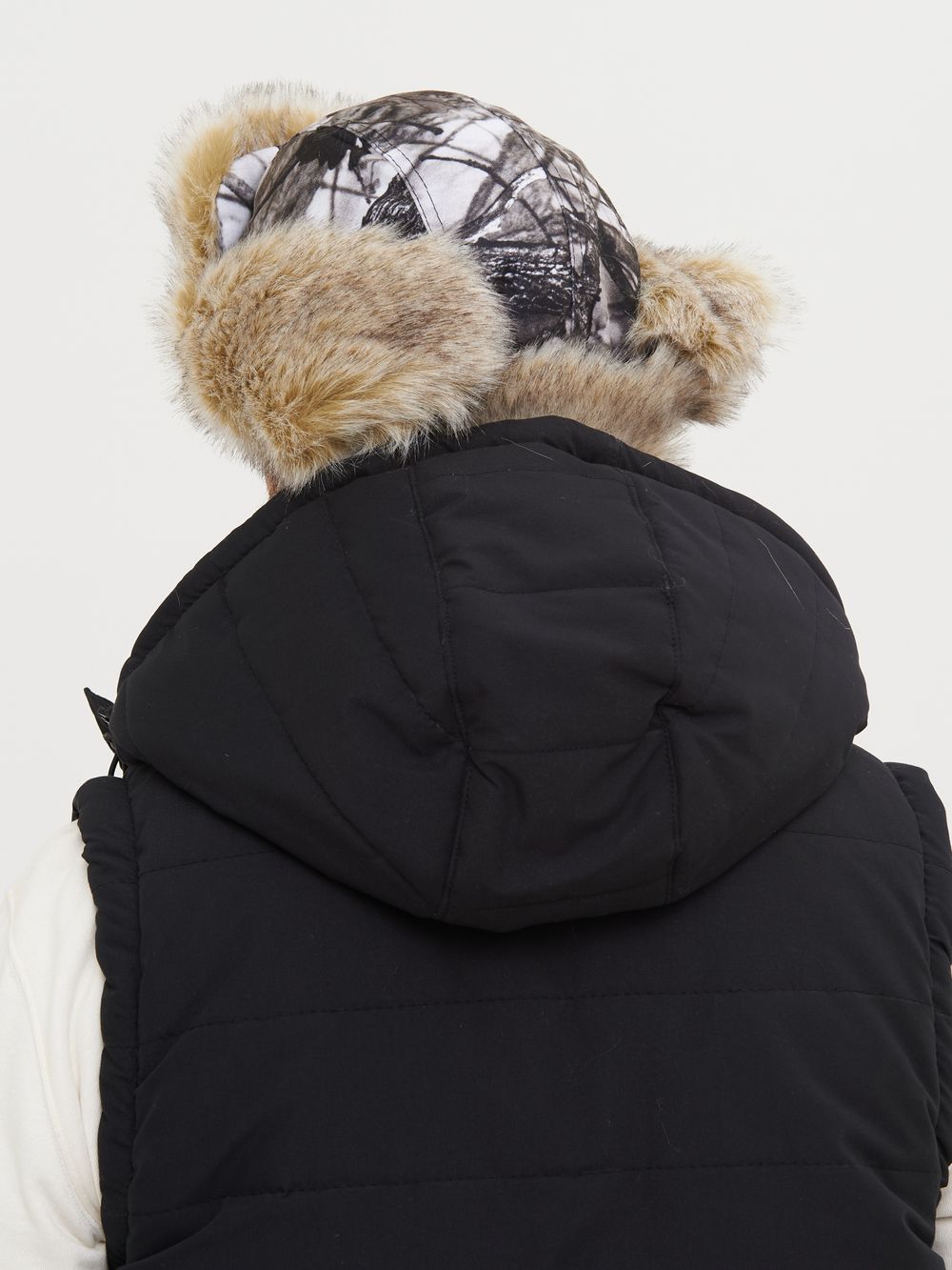 Шапка ушанка зимняя Альтаир с маской ткань Alova цвет Белый лес (ветки)