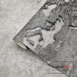 Фотообои карта мира бетон лофт "Карта мира" 315см x 270см флизелин премиум моющиеся GradientArt WM2B315270G