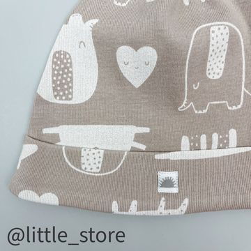 Шапочка однослойная "Любимые зверята" бежевая