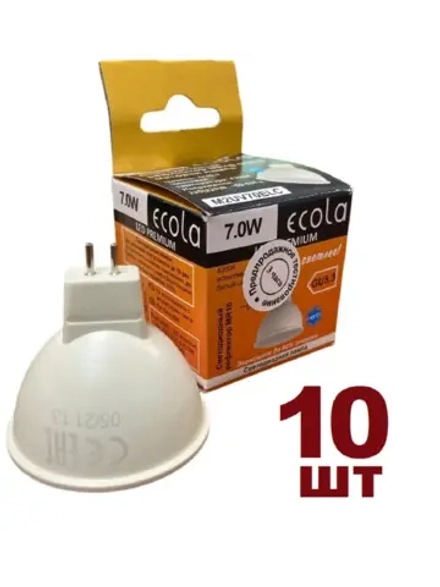 Светодиодная LED лампа MR16 Ecola 7W GU5.3 нейтр 10шт