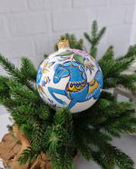 Шар стеклянный "Городецкая роспись" с лошадкой