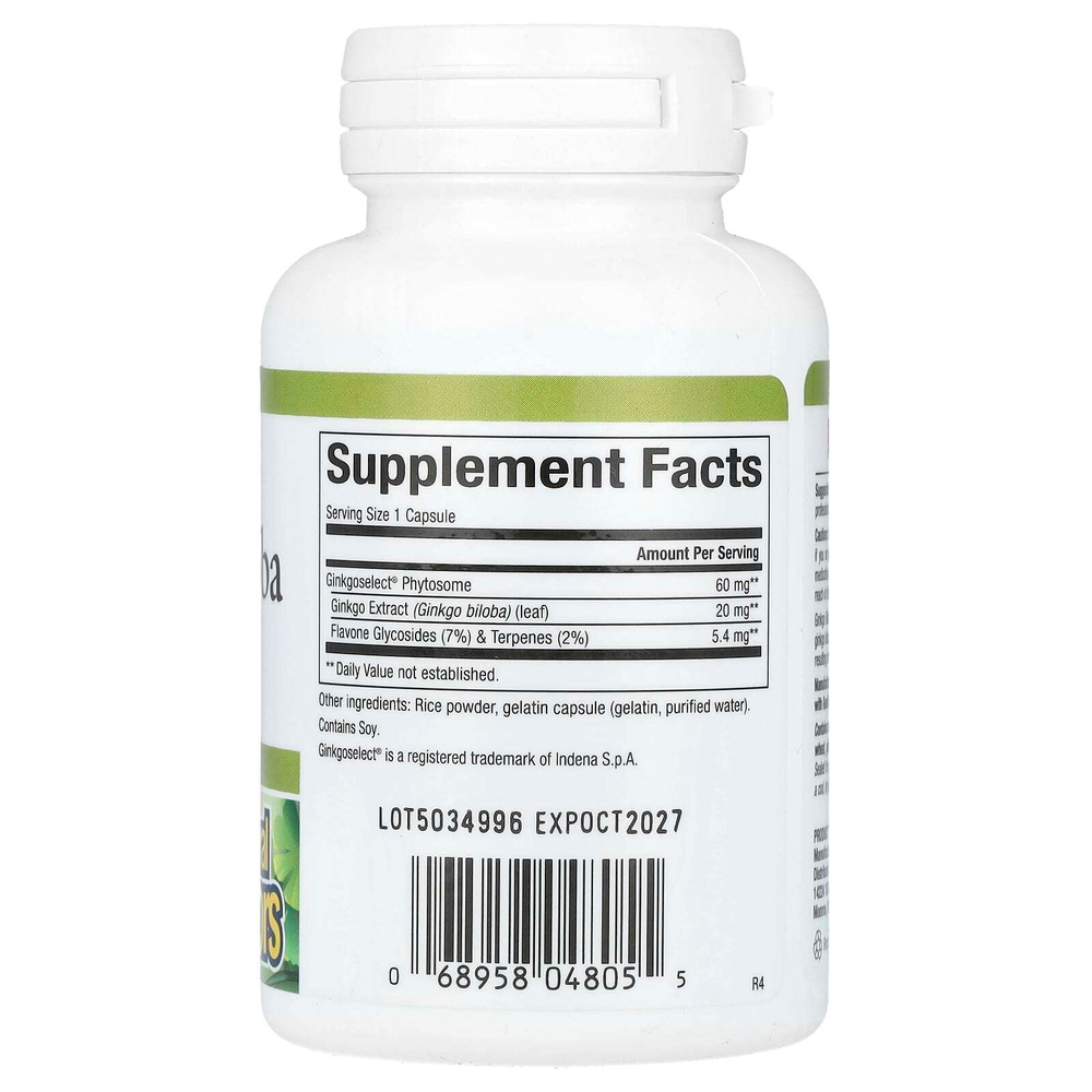 Natural Factors, гинкго билоба, фитосома, 60 мг, 60 капсул