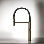 Cмеситель для кухни Gessi 316, полупрофессиональный, поворотный, с выдвижным душем, h480х269 мм, цвет Warm Bronze Brushed