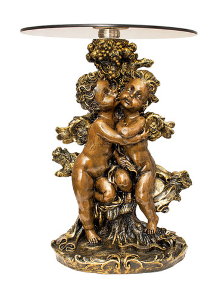 Стол журнальный ( чайно - кофейный ) " Пара ангелов", бронза/золото.