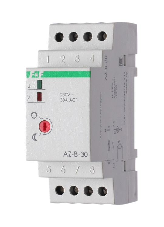 Фотореле AZ-B-30 30А 1НО IP20 с выносным фотодатчиком