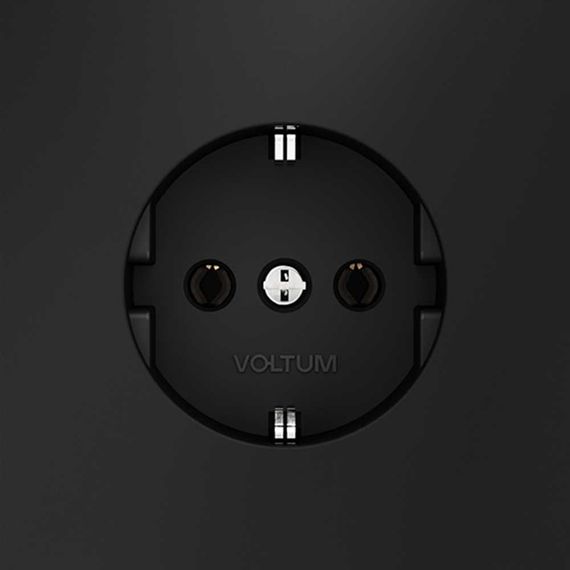Розетка встраиваемая Voltum S70 с заземлением 16А, (черный матовый) VLS040108