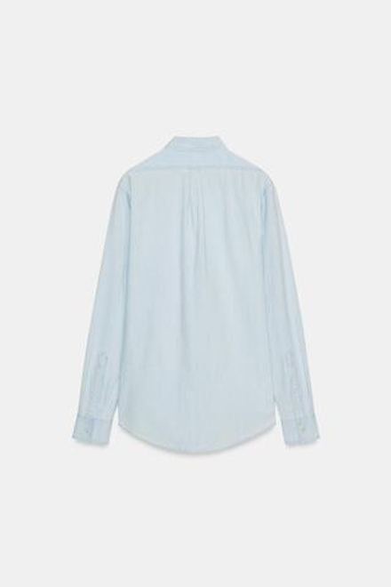 ZARA ДЖИНСОВАЯ РУБАШКА TRF REGULAR, ГОЛУБОЙ