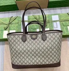 Сумка-тоут Gucci Ophidia среднего размера бежевый
