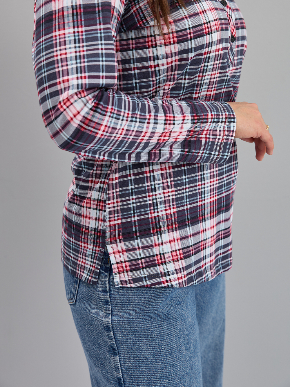 Блузка БЛ-22/клеткасерая-краснобелая