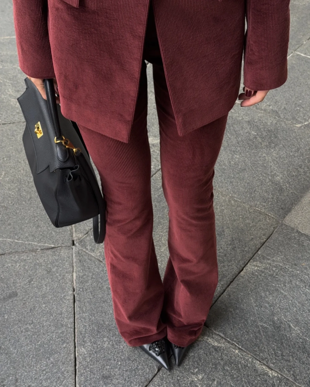 Брюки-клеш вельвет, Бордовый
