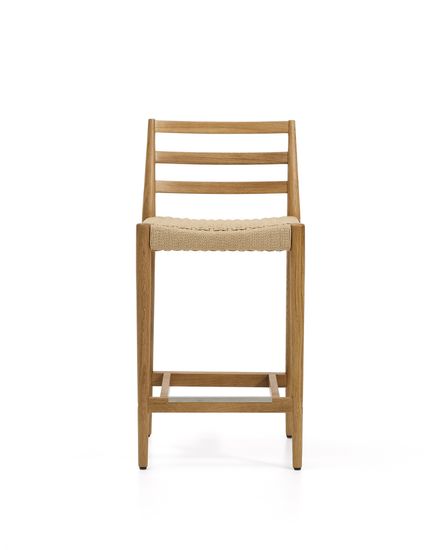 Полубарный стул Analy из массива дуба в натуральной отделке и веревочным сиденьем 65 см
