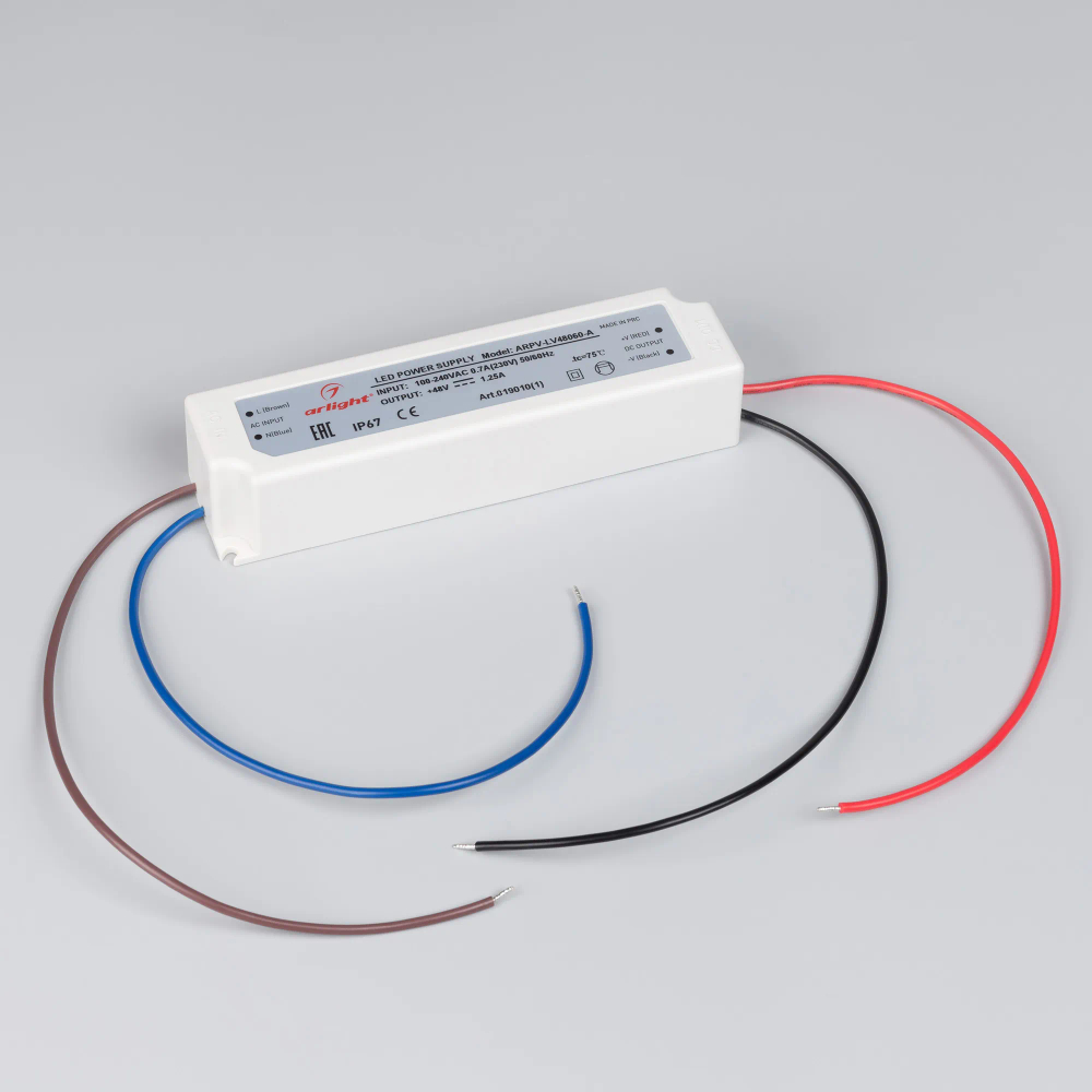 Блок питания ARPV-LV48060-A (48V, 1.3A, 60W) (Arlight, IP67 Пластик, 3 года) 019010(1)