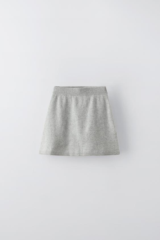 ZARА ЮБКА ИЗ 100% КАШЕМИРА, СЕРЫЙ