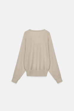 ZARA СВИТЕР ИЗ ШЕРСТИ С V-ОБРАЗНЫМ ВЫРЕЗОМ, ПЕСОЧНЫЙ МЕЛАНЖ