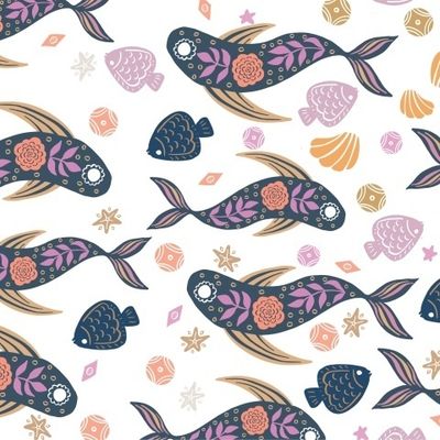 seamless pattern with fishes in sea quality illustration