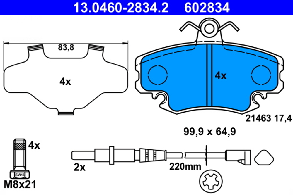ATE - 13046028342-ATE - Brake Pad Set, disc brake