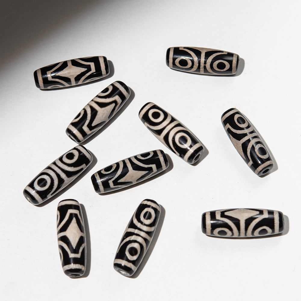 Бусина Дзи "Четыре глаза" из агата, 30*10мм, черный