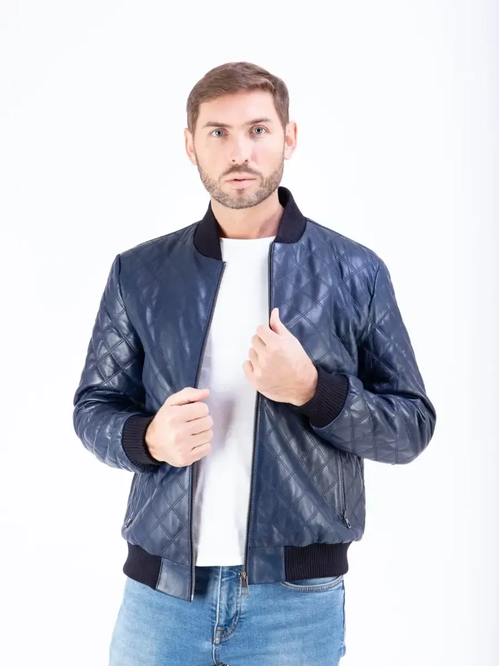 Куртка мужская кожаная бомбер натуральный Турция
