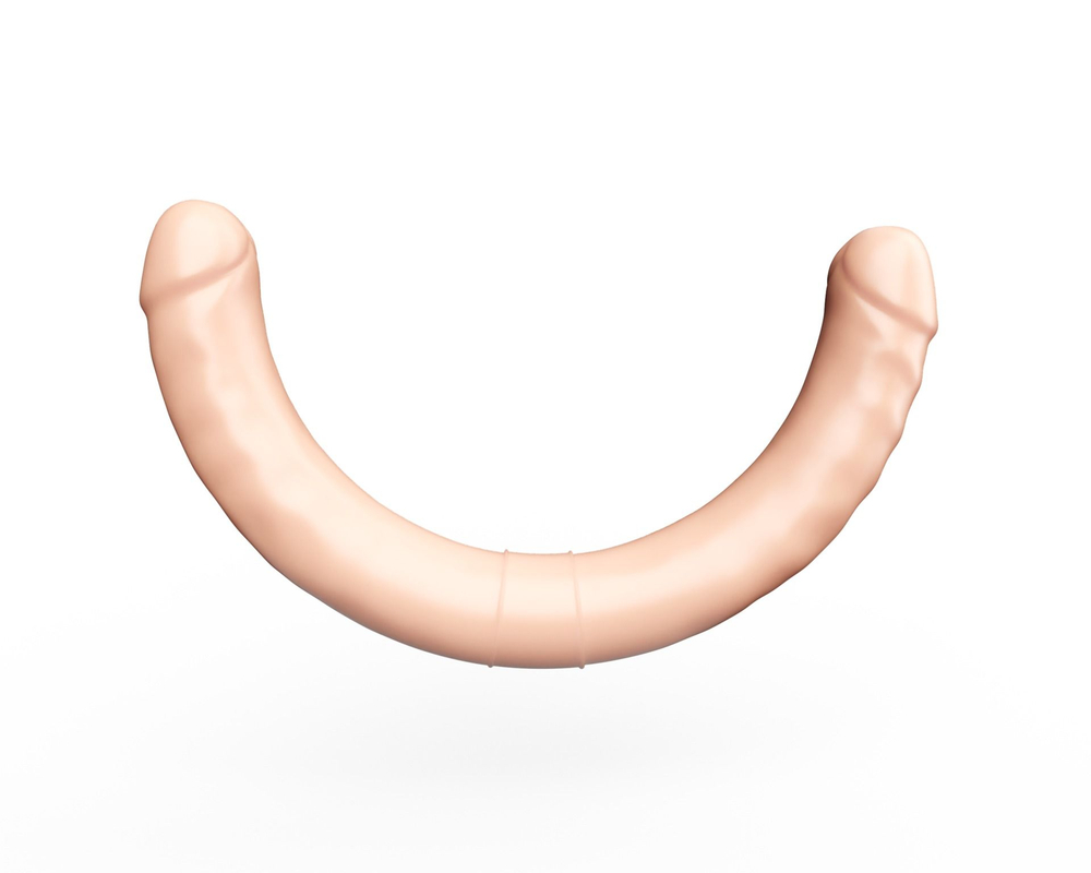 Двусторонний телесный фаллоимитатор с венками - 44 см.