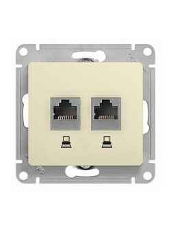 Розетка компьютерная 2-м Glossa RJ45 кат.5E механизм беж. SE GSL000285KK