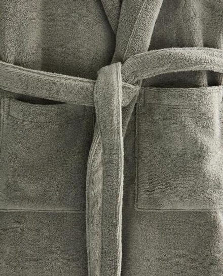 ZARA HOME ХЛОПКОВЫЙ ХАЛАТ С КАПЮШОНОМ, ЗЕЛЕНЫЙ