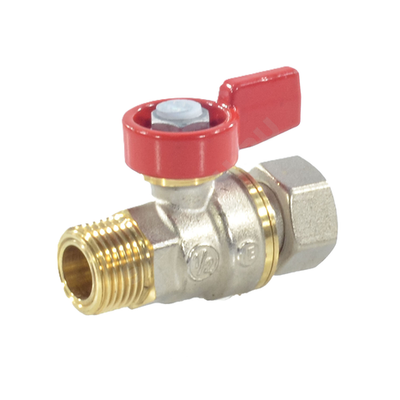Кран шаровой латунь никель R254 Ду 20 Ру42 НР/нак. гайка флажок красный Giacomini R254PX014